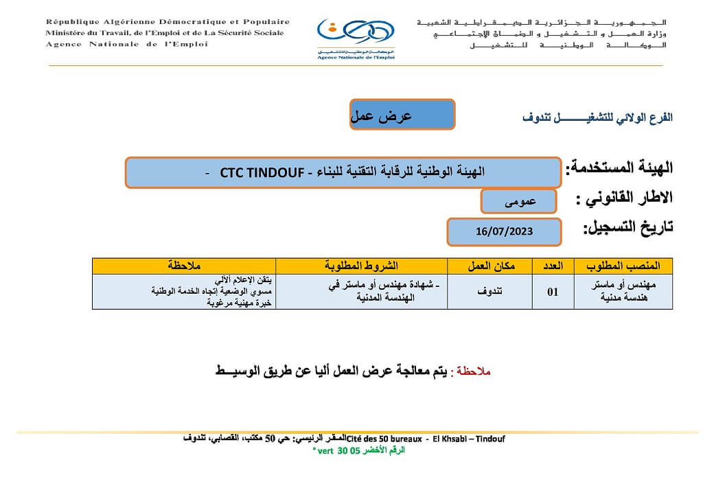 الهيئة الوطنية للرقابة التقنية للبناء CTC