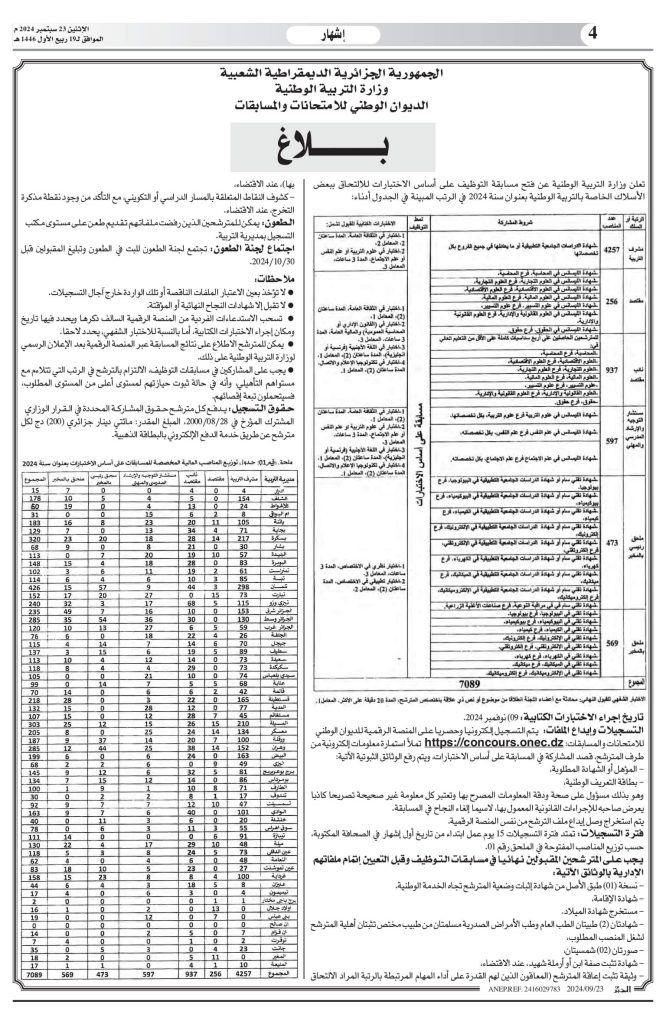 مسابقة وزارة التربية الوطنية