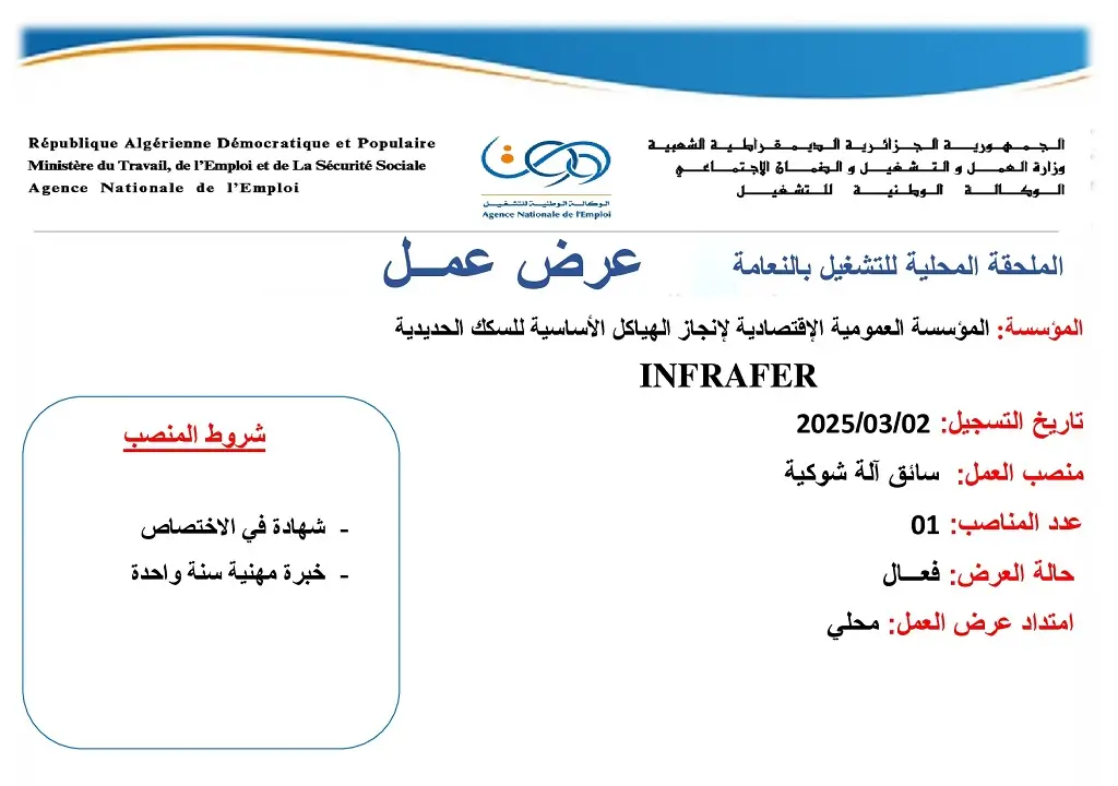 المؤسسة العمومية لإنجاز الهياكل السكك الحديدية INFRAFER