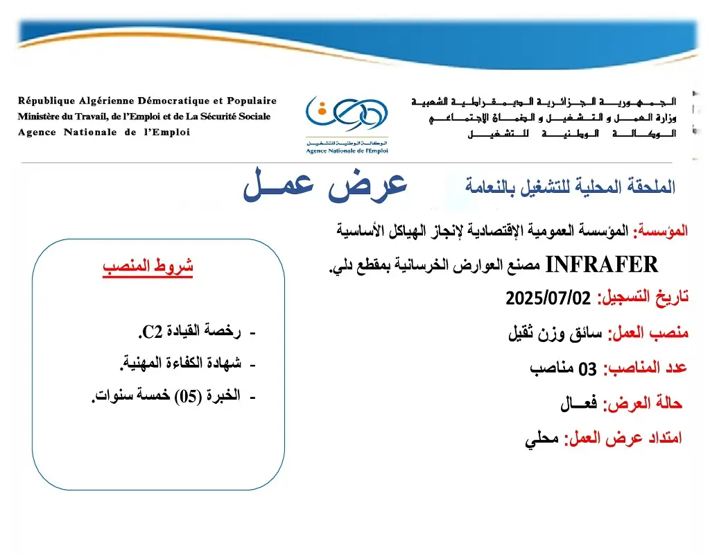 المؤسسة العمومية لإنجاز الهياكل السكك الحديدية INFRAFER
