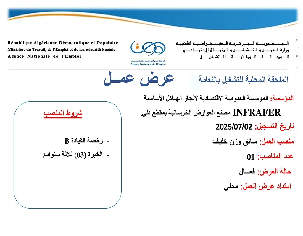 المؤسسة العمومية لإنجاز الهياكل السكك الحديدية INFRAFER