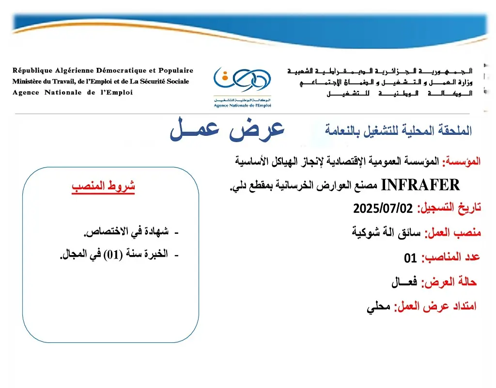 المؤسسة العمومية لإنجاز الهياكل السكك الحديدية INFRAFER